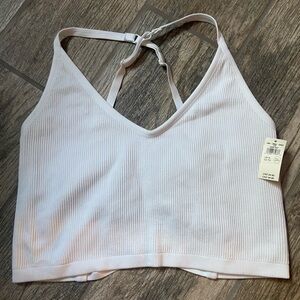 White Ribbed Women's Crop